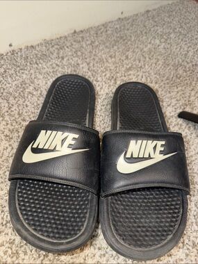 Nike Black Slides with White Swoosh men’s 11